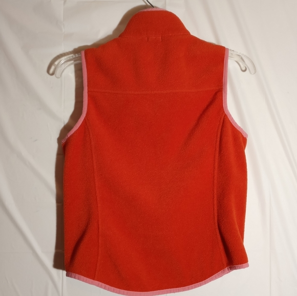 J. Crew Polartec Fleece Vest Orange & Pink Trim Zip Front Size Small - Picture 3 of 7